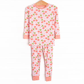 Cherry Sweet Dreams Bamboo Pajama Set, Pink