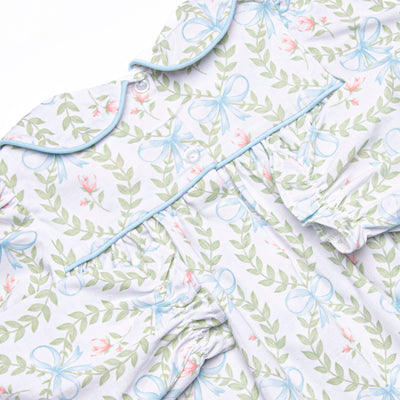 Bows and Bouquets Smocked Bubble, Blue