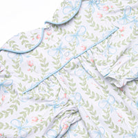 Bows and Bouquets Smocked Legging Set, Blue