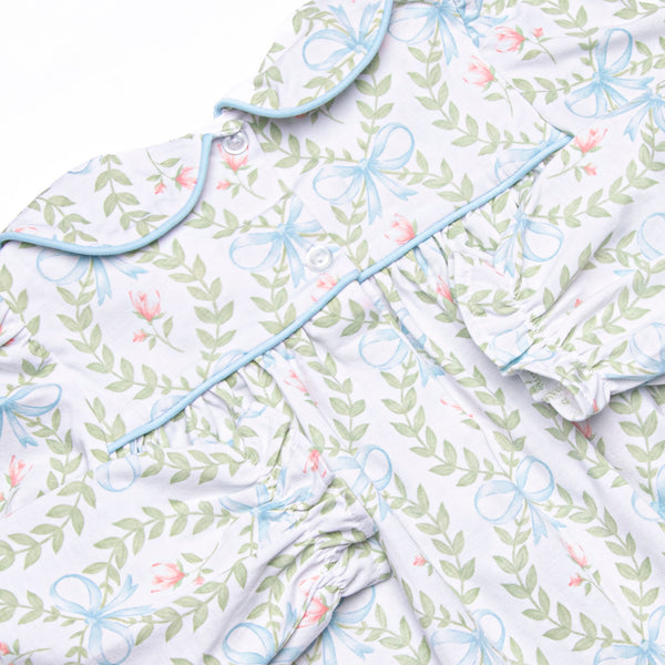 Bows and Bouquets Smocked Legging Set, Blue