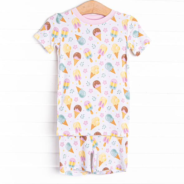 Ice Cream Dreams Bamboo Pajama Short Set, Pink