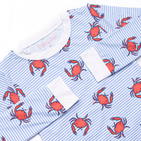East Coast Crabs Bamboo Pajama Set, Blue