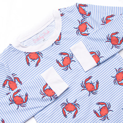 East Coast Crabs Bamboo Pajama Set, Blue