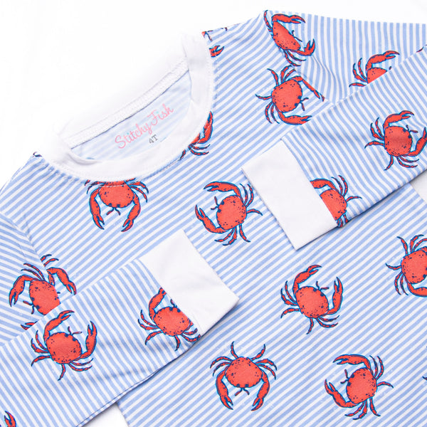 East Coast Crabs Bamboo Pajama Set, Blue
