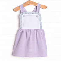 Claire Ruffle Dress, Blue and Purple Stripe