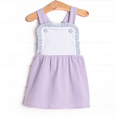Claire Ruffle Dress, Blue and Purple Stripe
