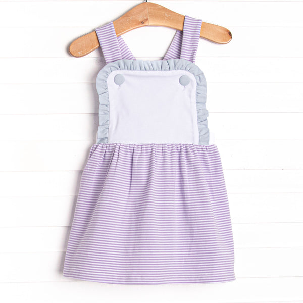 Claire Ruffle Dress, Blue and Purple Stripe
