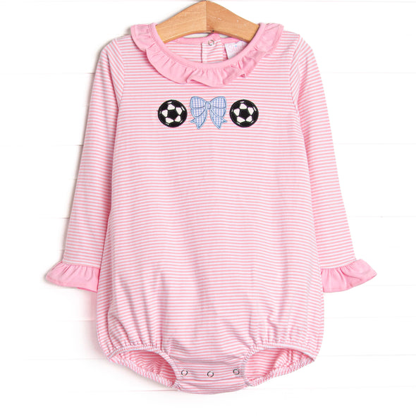 Corner Kick Cutie Applique Bubble, Pink Stripe