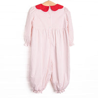 Christmas Eve Companion Smocked Romper, Red Bitty Dot