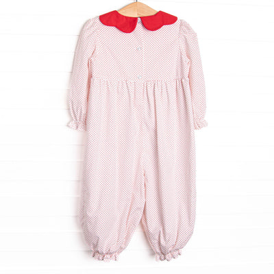Christmas Eve Companion Smocked Romper, Red Bitty Dot