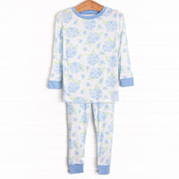 Bedtime Blossoms Bamboo Pajama Set, Blue