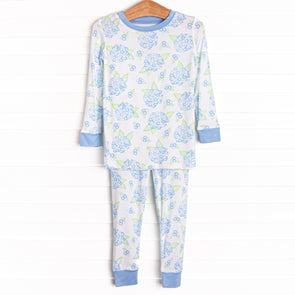 Bedtime Blossoms Bamboo Pajama Set, Blue