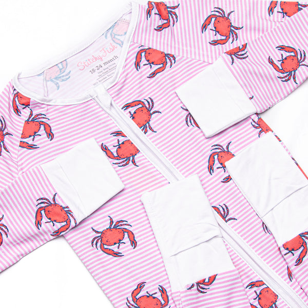 East Coast Crabs Bamboo Zippy Pajama, Pink