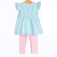 Everly Legging Set, Mint Stripe