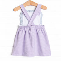 Claire Ruffle Dress, Blue and Purple Stripe