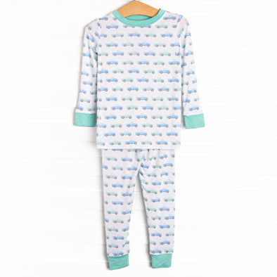 Truck Stop Bamboo Pajama Set, Green