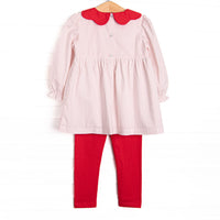 Christmas Eve Companion Smocked Legging Set, Red Bitty Dot