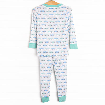Truck Stop Bamboo Pajama Set, Green