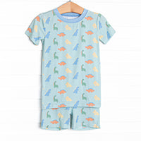 Dino Dreams Bamboo Pajama Short Set, Green