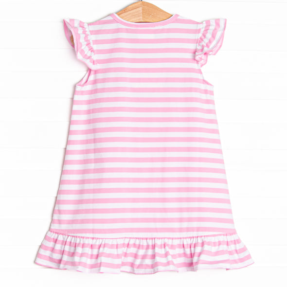 Miss Mouse Applique Dress, Pink Stripe