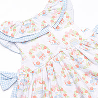 First Day Florals Side Tie Ruffle Short Set, Blue