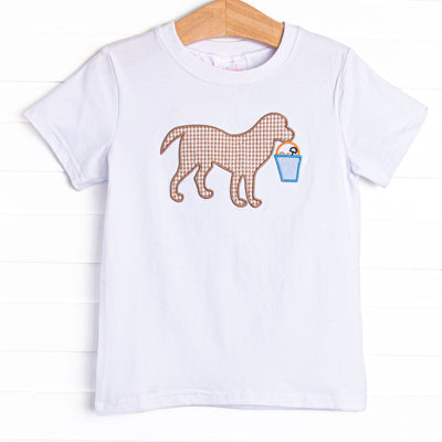 Sand Pail Pup Applique Top, White