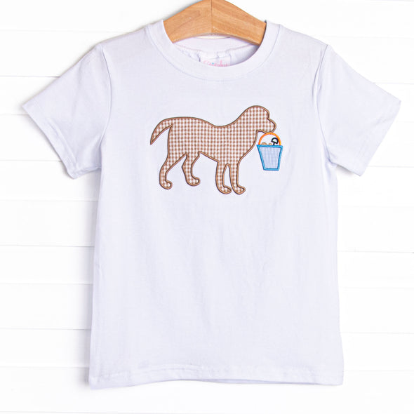 Sand Pail Pup Applique Top, White