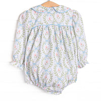 Bows and Bouquets Smocked Bubble, Blue