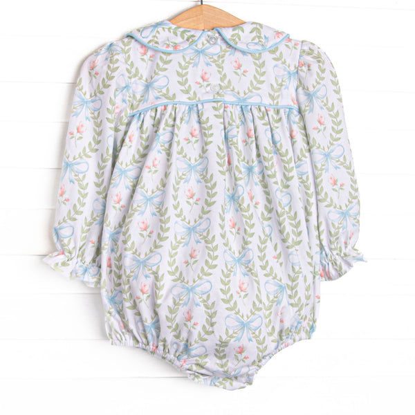 Bows and Bouquets Smocked Bubble, Blue