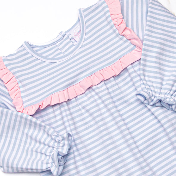 Bonnie Long Sleeve Bubble, Pink and Light Blue Stripe