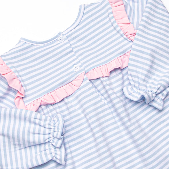Bonnie Long Sleeve Bubble, Pink and Light Blue Stripe