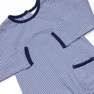 Noah Long Sleeve Pocket Bubble, Navy Stripe