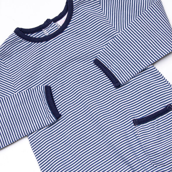 Noah Long Sleeve Pocket Bubble, Navy Stripe
