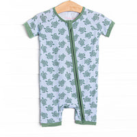 Slow Motion Shuffle Bamboo Short Zippy Pajama, Green