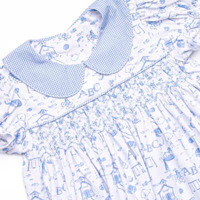 Schoolyard Skip Smocked Bubble, Blue