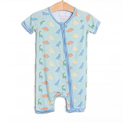 Dino Dreams Bamboo Short Zippy Pajama, Green