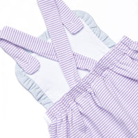 Claire Ruffle Dress, Blue and Purple Stripe