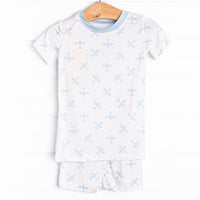 Soaring Skies Bamboo Pajama Short Set, Blue