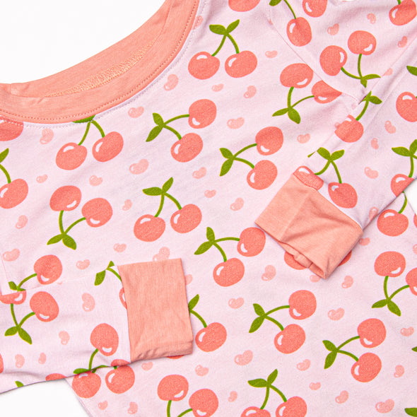 Cherry Sweet Dreams Bamboo Pajama Set, Pink