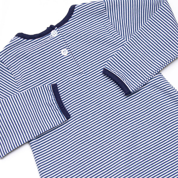 Noah Long Sleeve Pocket Bubble, Navy Stripe