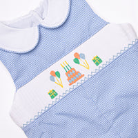 Let's Celebrate Smocked Jon Jon, Blue Gingham