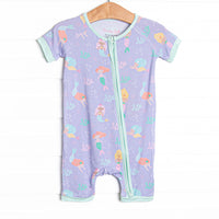 Saltwater Sirens Bamboo Short Zippy Pajama, Purple