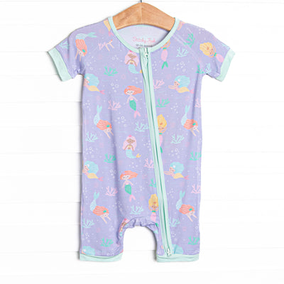 Saltwater Sirens Bamboo Short Zippy Pajama, Purple