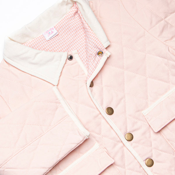 Corduroy Collar Quilted Coat, Pink