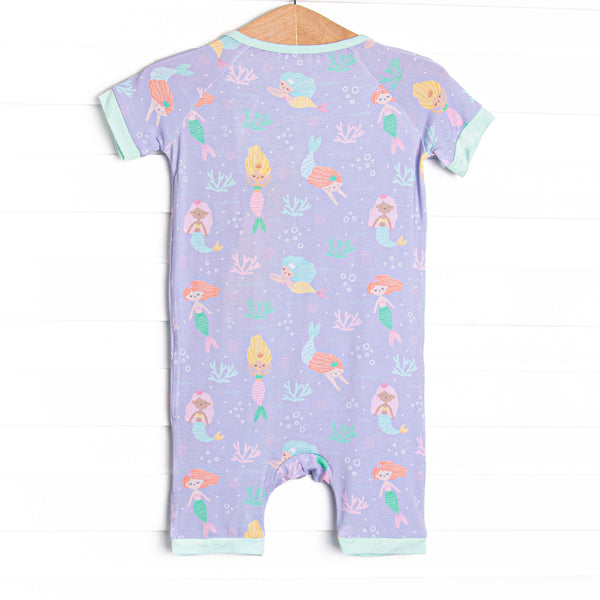 Saltwater Sirens Bamboo Short Zippy Pajama, Purple