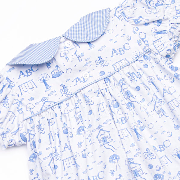 Schoolyard Skip Smocked Bubble, Blue