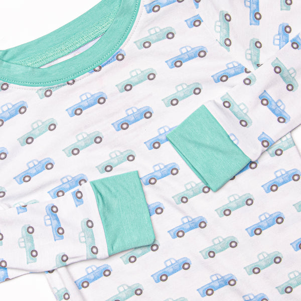Truck Stop Bamboo Pajama Set, Green