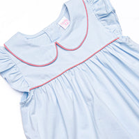 Back to the Basics Applique Flutter Sleeve Dress, Blue