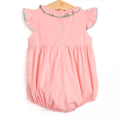Storybook Flight Embroidered Ruffle Neck Bubble, Pink