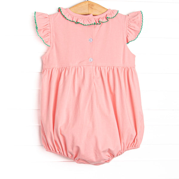 Storybook Flight Embroidered Ruffle Neck Bubble, Pink
